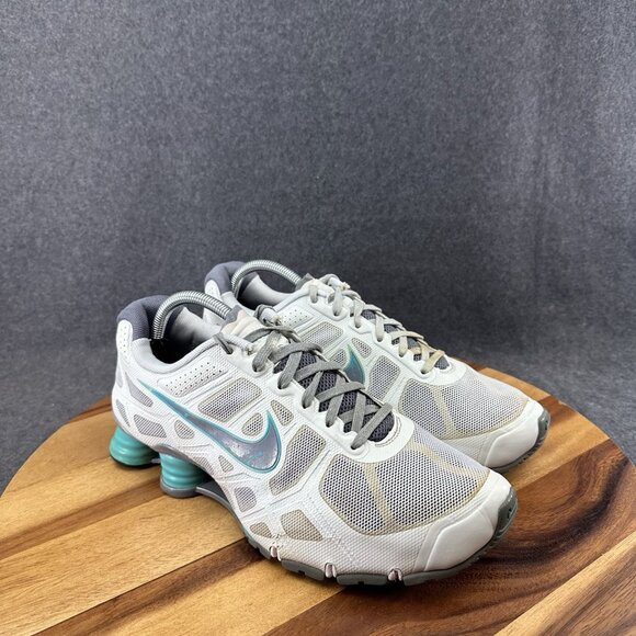 Nike Women’s 11 Shox Turbo 12 style 454165-014 Platinum Grey Turquoise Gray - Picture 2 of 11